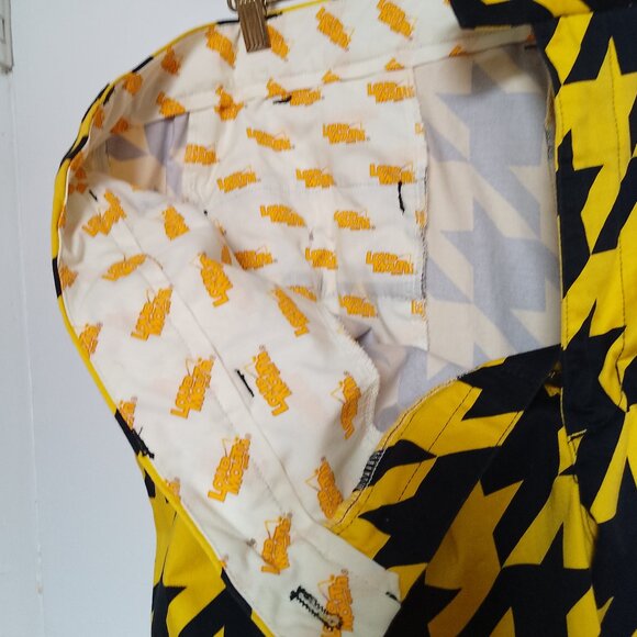 Loudmouth Mens Golf Shorts, 44 x 11, Yellow & Black Houndstooth Print - Picture 8 of 13